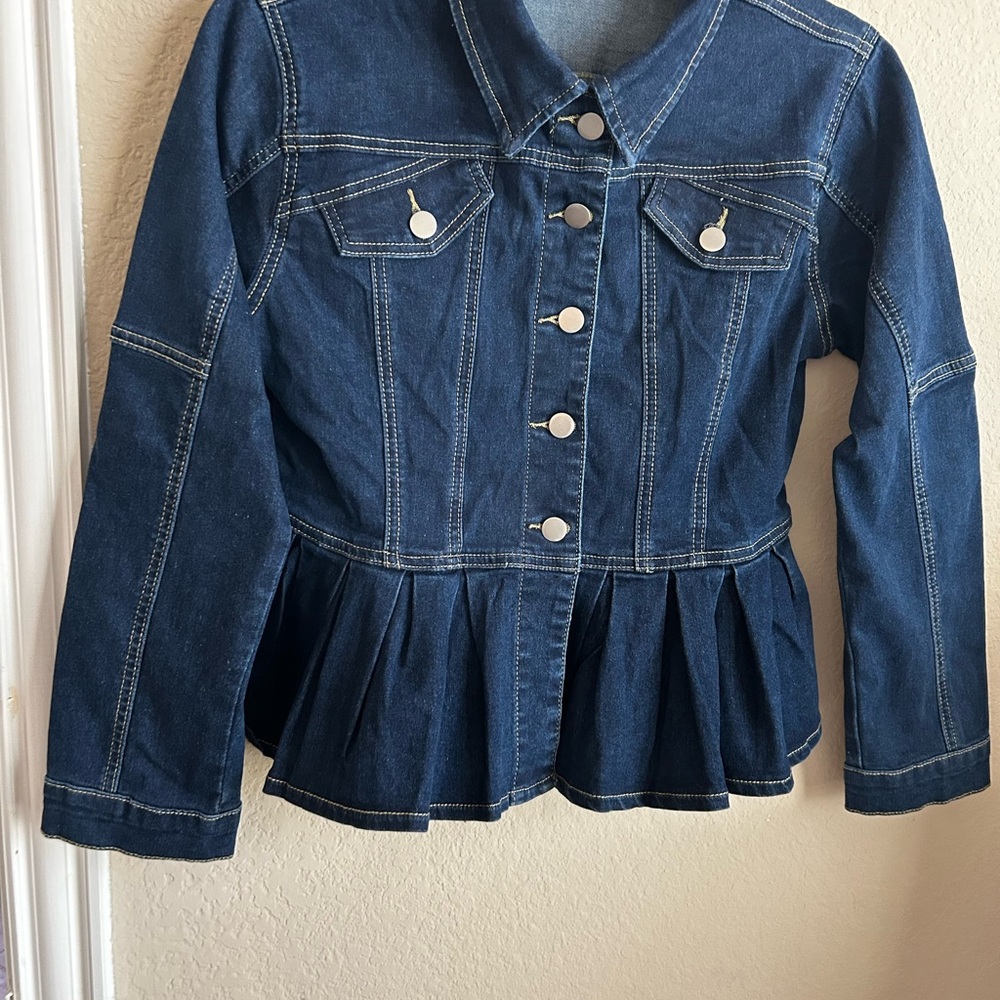Denim Jacket with Peplum Hem